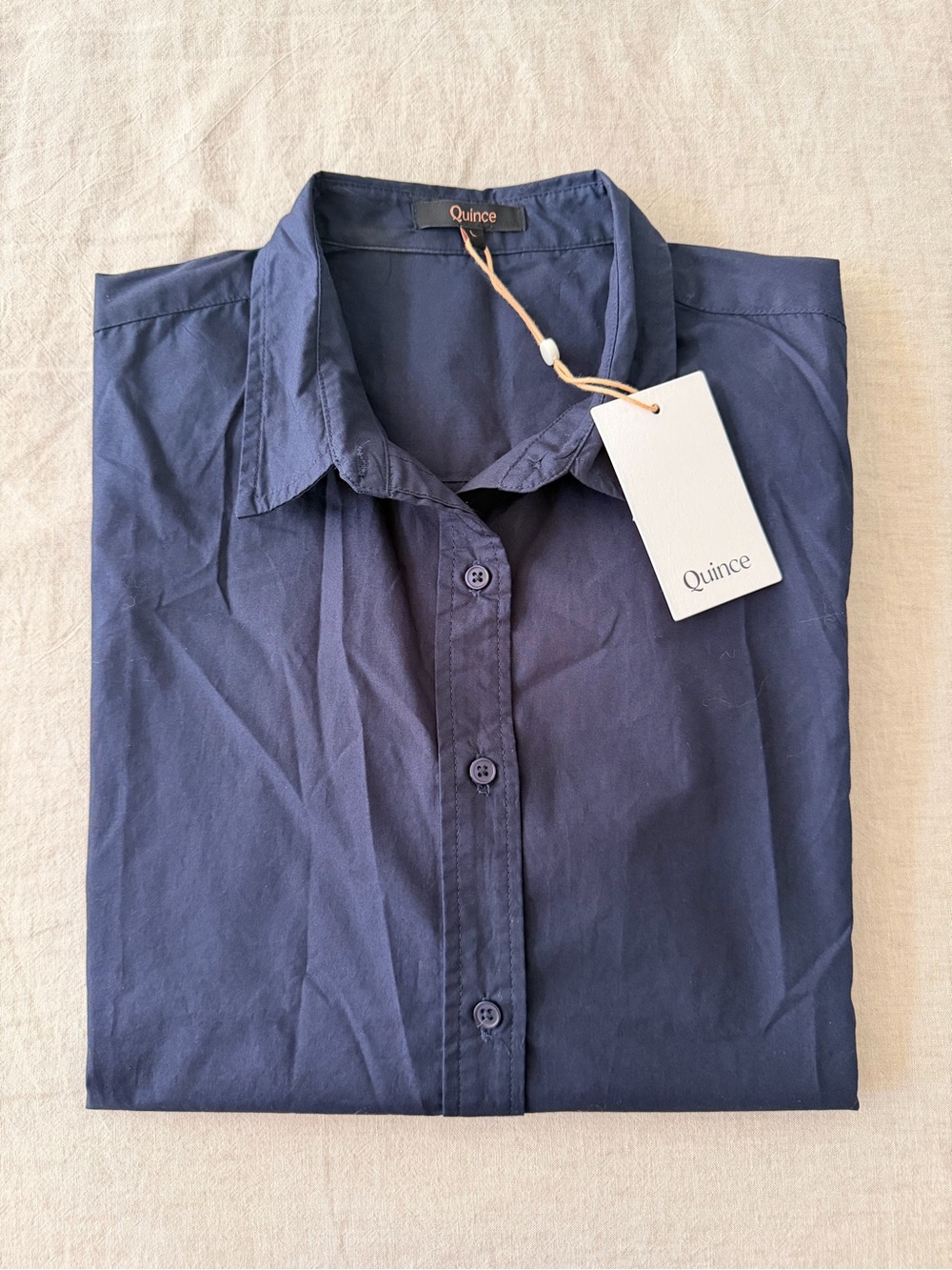 Quince Navy Poplin Button Up